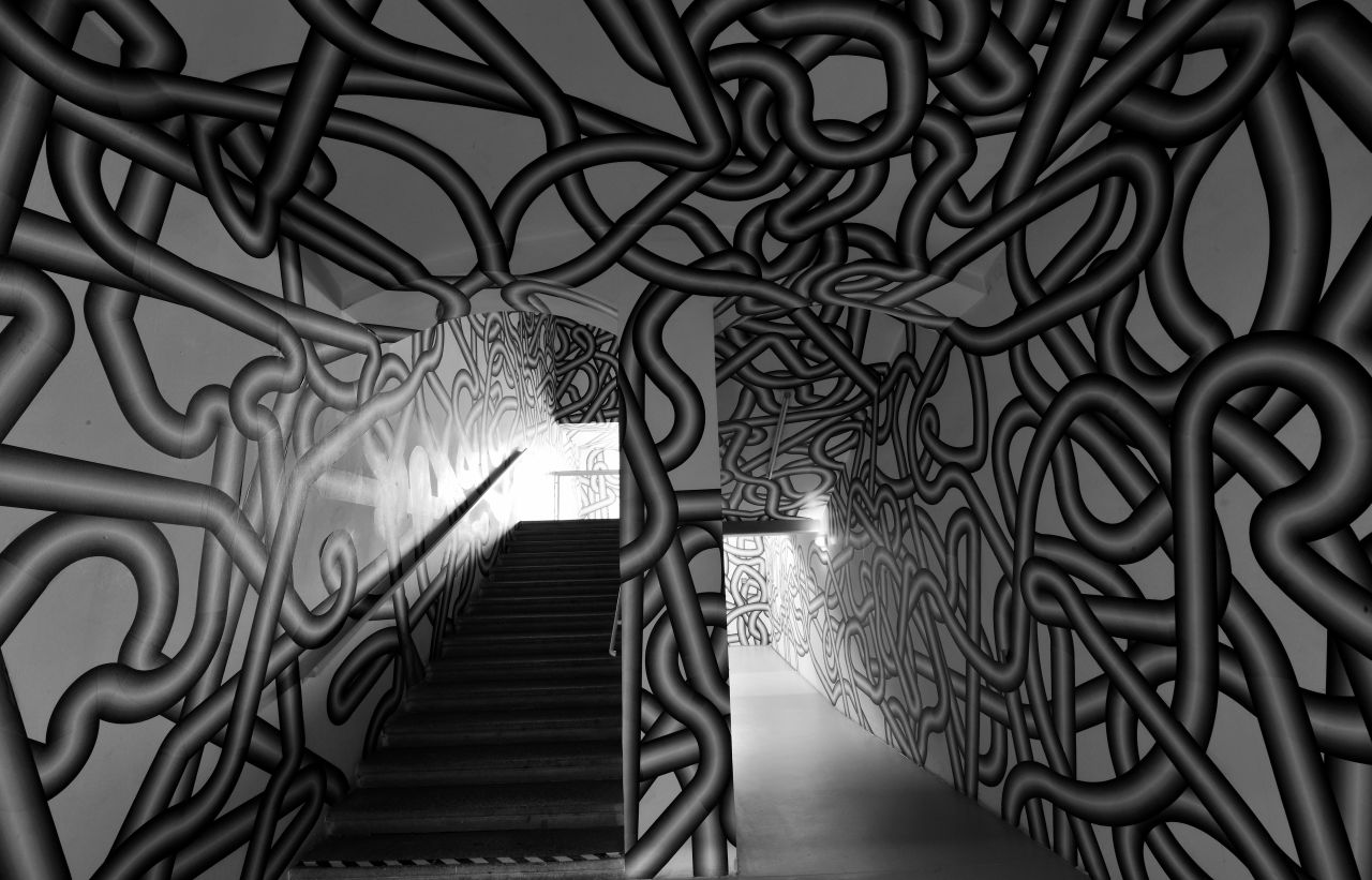 Stiegenhaus von Künstler Peter Kogler (© Wolfgang Wössner)